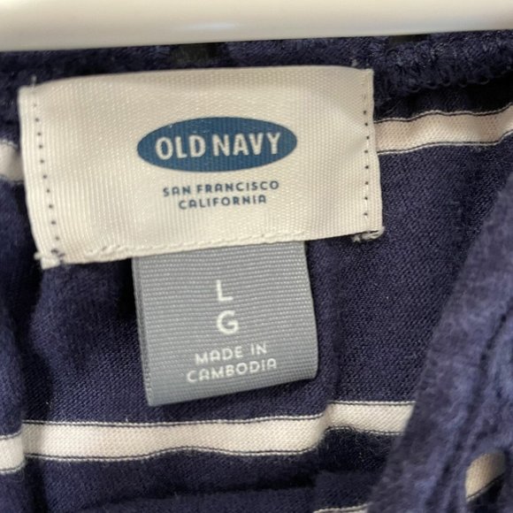 Old Navy Shirt Women's Large Blue White Stripe Eyelet Neckline Tank Top - Picture 6 of 8